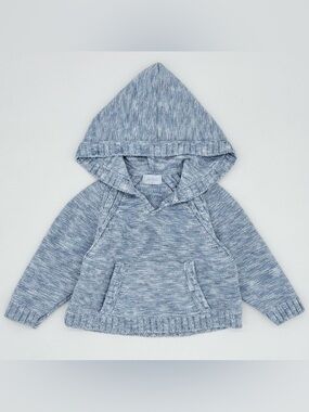 GUC Jacadi Baby Unisex Hooded Knit Pullover Sweater in Blue 12M